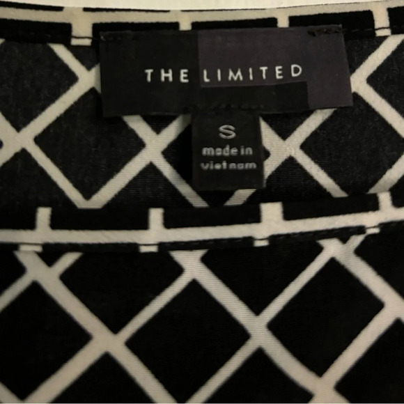 The Limited Womens Black White Tunic Style 3/4 Sleeve Check Pattern Sz Small Top - Picture 4 of 10